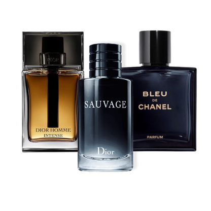 Zestaw promocyjny 3 perfum: Sauvage Dior, Bleu de Chanel, y Dior Homme Intense 100ml