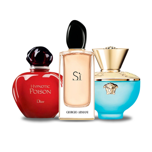 Zestaw promocyjny 3 perfum: Dior HYPNOTIC POISON, Giorgio Armani SÌ e Versace DYLAN TURQUOISE 100ml