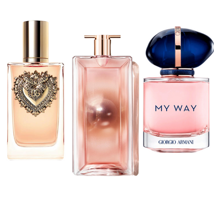 Zestaw promocyjny 3 perfum: Dolce & Gabanna Devotion, My Way Giorgi Armani, y Lancôme Idôle 100ml